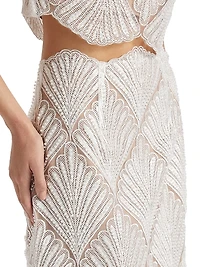 Harper Scalloped Lace Pencil Midi-Skirt