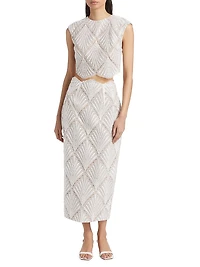 Harper Scalloped Lace Pencil Midi-Skirt