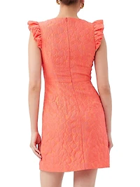 Davina Patterned Flutter-Sleeve Minidress