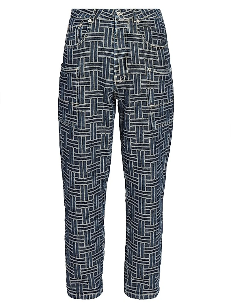 Weave Straight-Leg Cargo Jeans