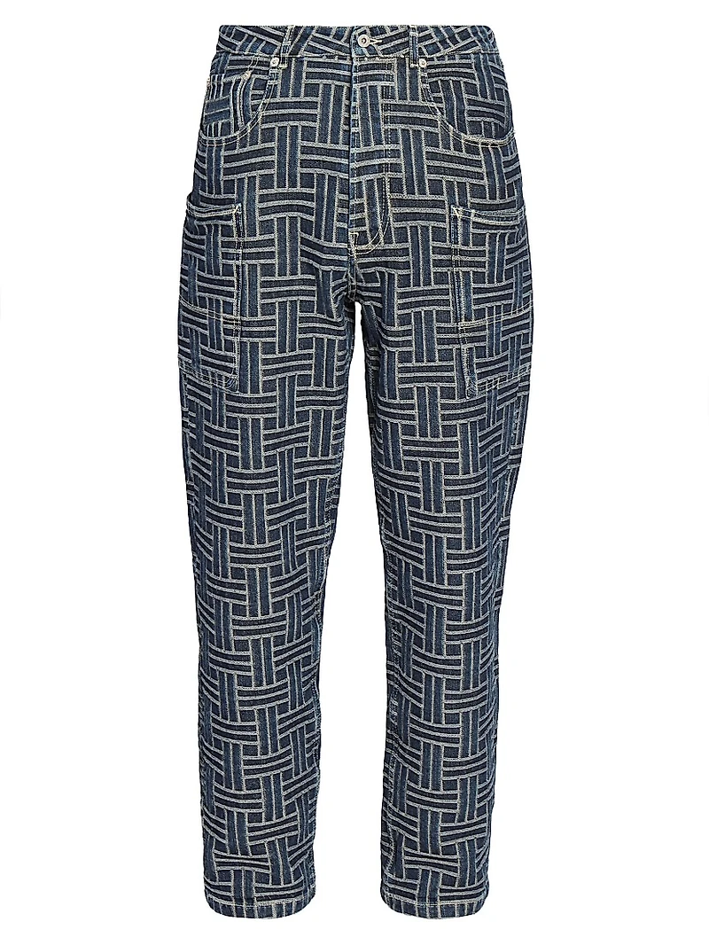 Weave Straight-Leg Cargo Jeans