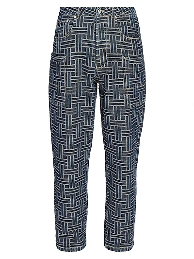 Weave Straight-Leg Cargo Jeans