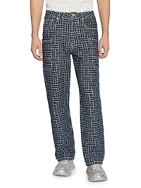 Weave Straight-Leg Cargo Jeans