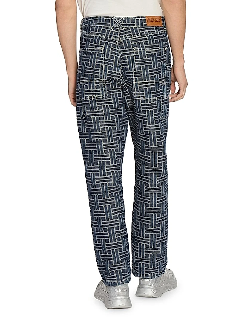 Weave Straight-Leg Cargo Jeans