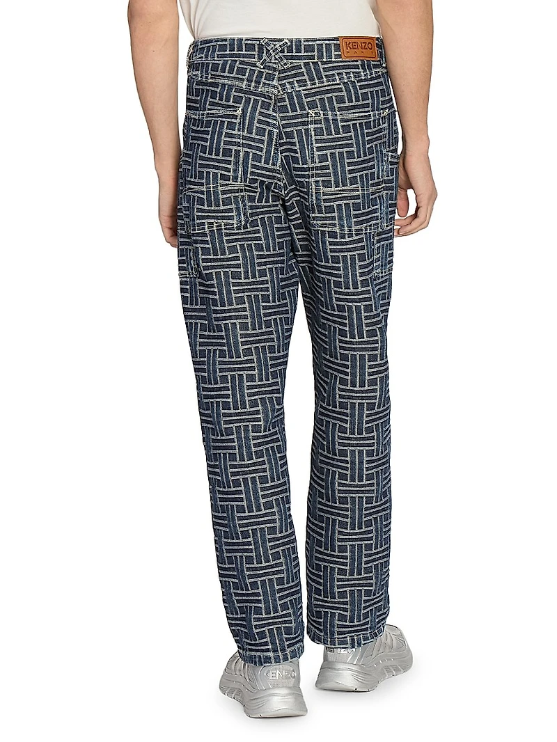 Weave Straight-Leg Cargo Jeans