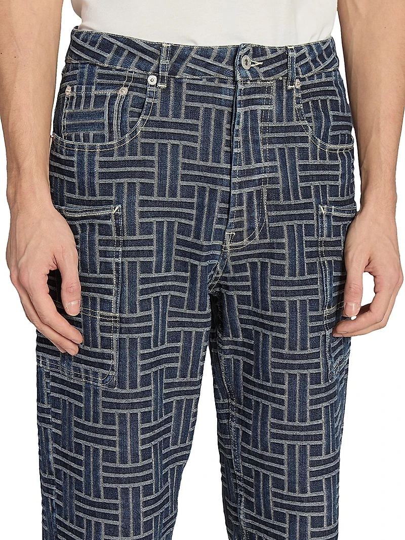 Weave Straight-Leg Cargo Jeans