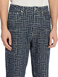 Weave Straight-Leg Cargo Jeans