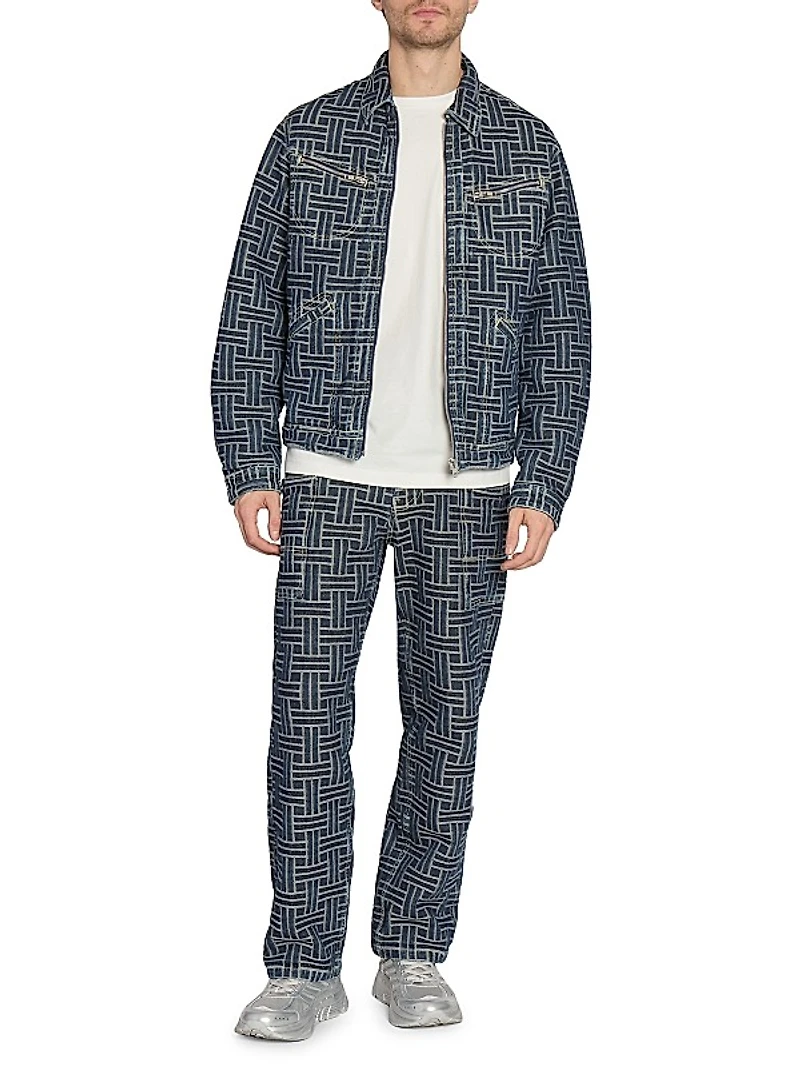 Weave Straight-Leg Cargo Jeans