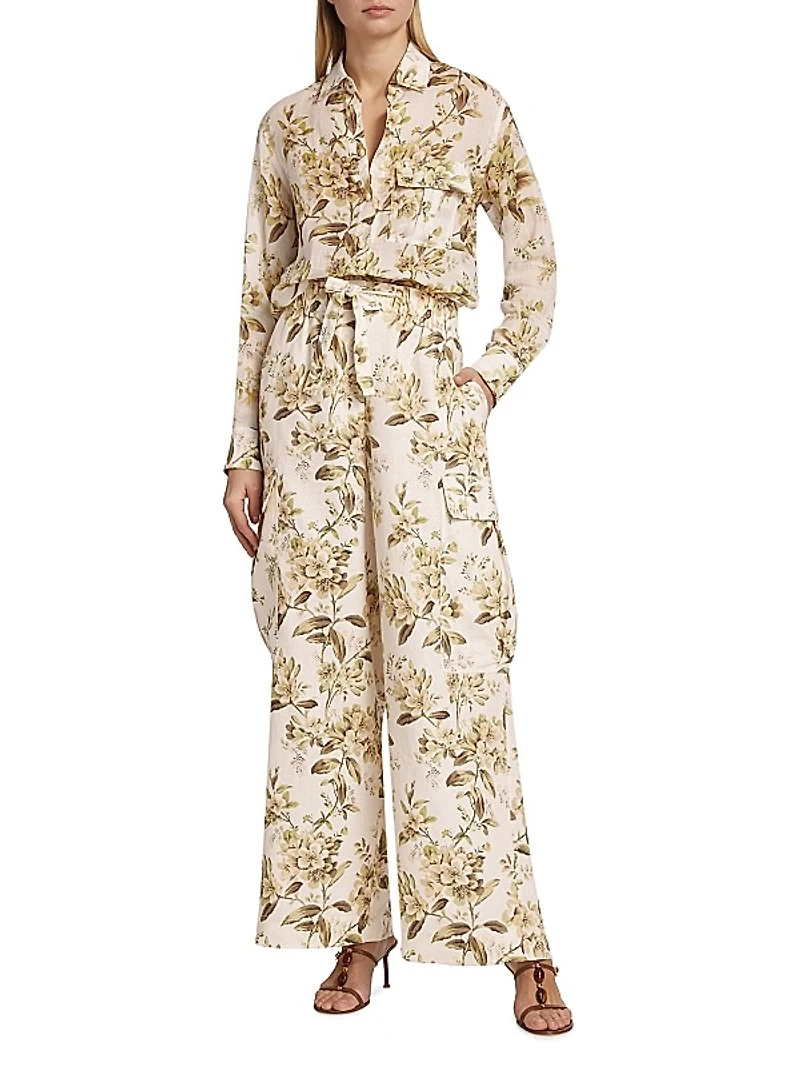 Golden Relaxed Pocket Linen Pants