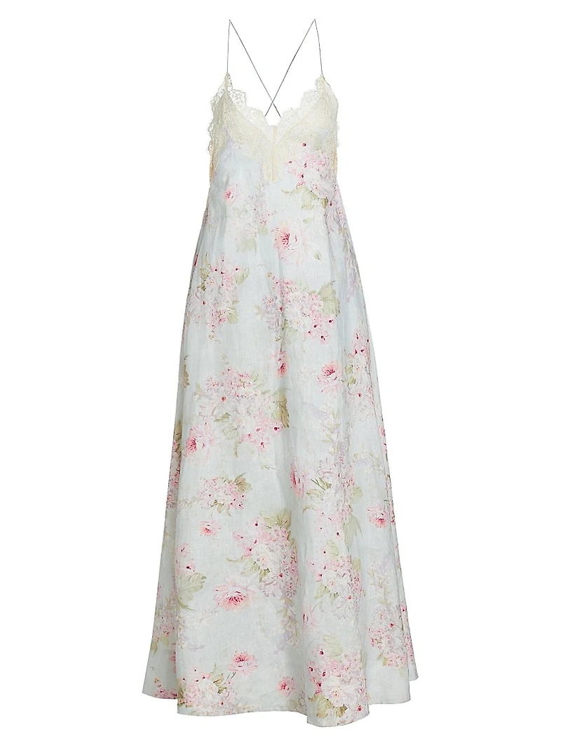 Halliday Floral Linen A-Line Maxi Dress