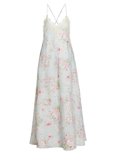 Halliday Floral Linen A-Line Maxi Dress