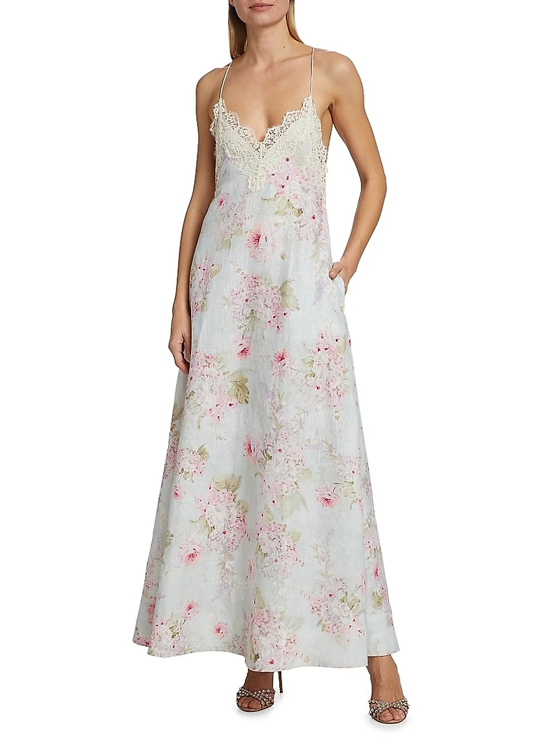Halliday Floral Linen A-Line Maxi Dress