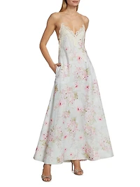 Halliday Floral Linen A-Line Maxi Dress