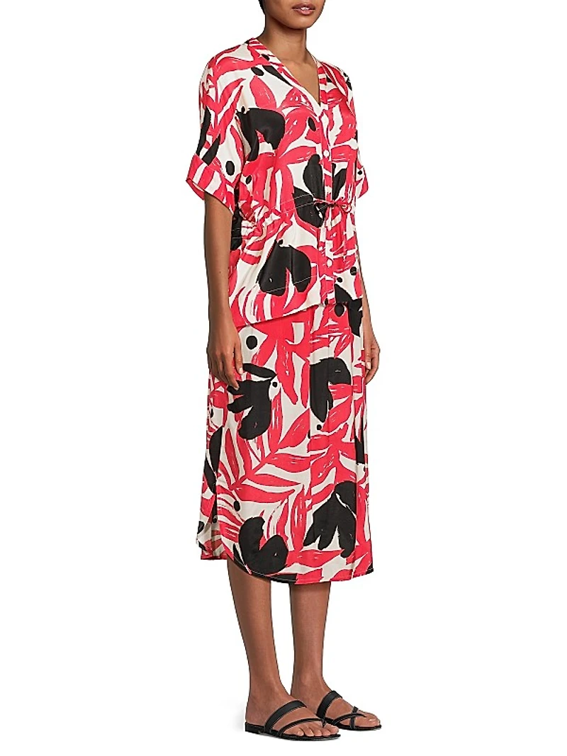 Irekana Printed Cuffed-Sleeve Shirt