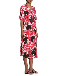 Irekana Printed Cuffed-Sleeve Shirt