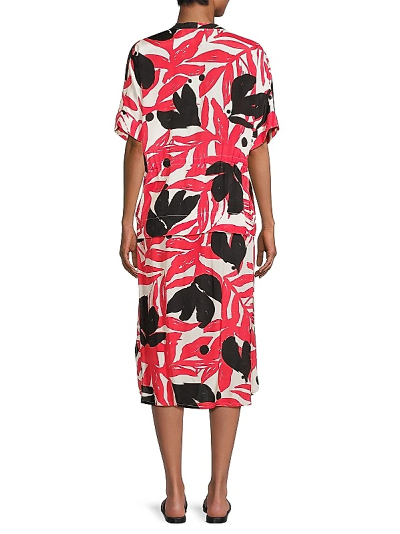 Irekana Printed Cuffed-Sleeve Shirt