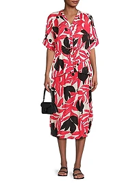 Irekana Printed Cuffed-Sleeve Shirt