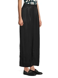 May Patty Pleated Twill Wide-Leg Pants