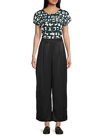 May Patty Pleated Twill Wide-Leg Pants
