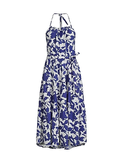 Abbie Leaf Cotton Halter Dress
