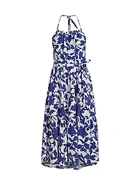 Abbie Leaf Cotton Halter Dress