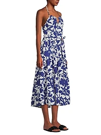 Abbie Leaf Cotton Halter Dress