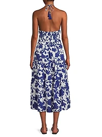 Abbie Leaf Cotton Halter Dress