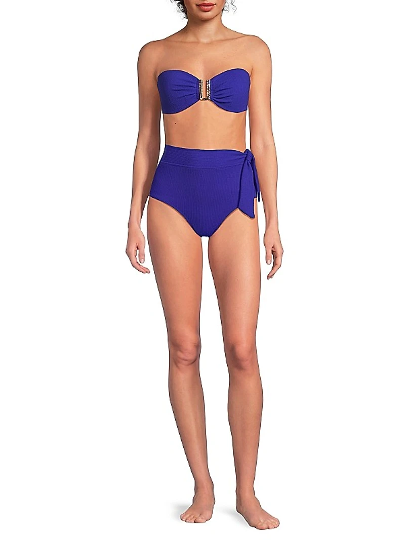 Side Tie High-Waist Bikini Bottom