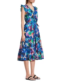 Emily Floral Cotton Tie-Waist Shirtdress