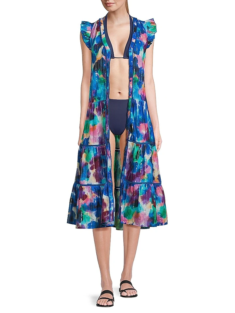 Emily Floral Cotton Tie-Waist Shirtdress