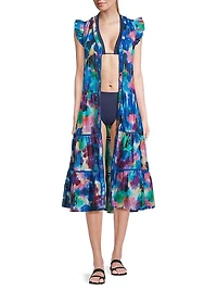Emily Floral Cotton Tie-Waist Shirtdress