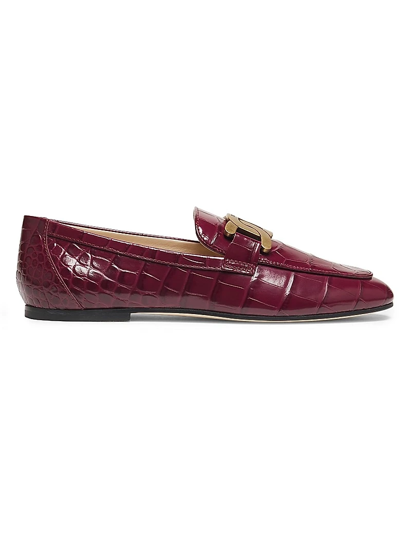 Kate Croc-Embossed Loafers