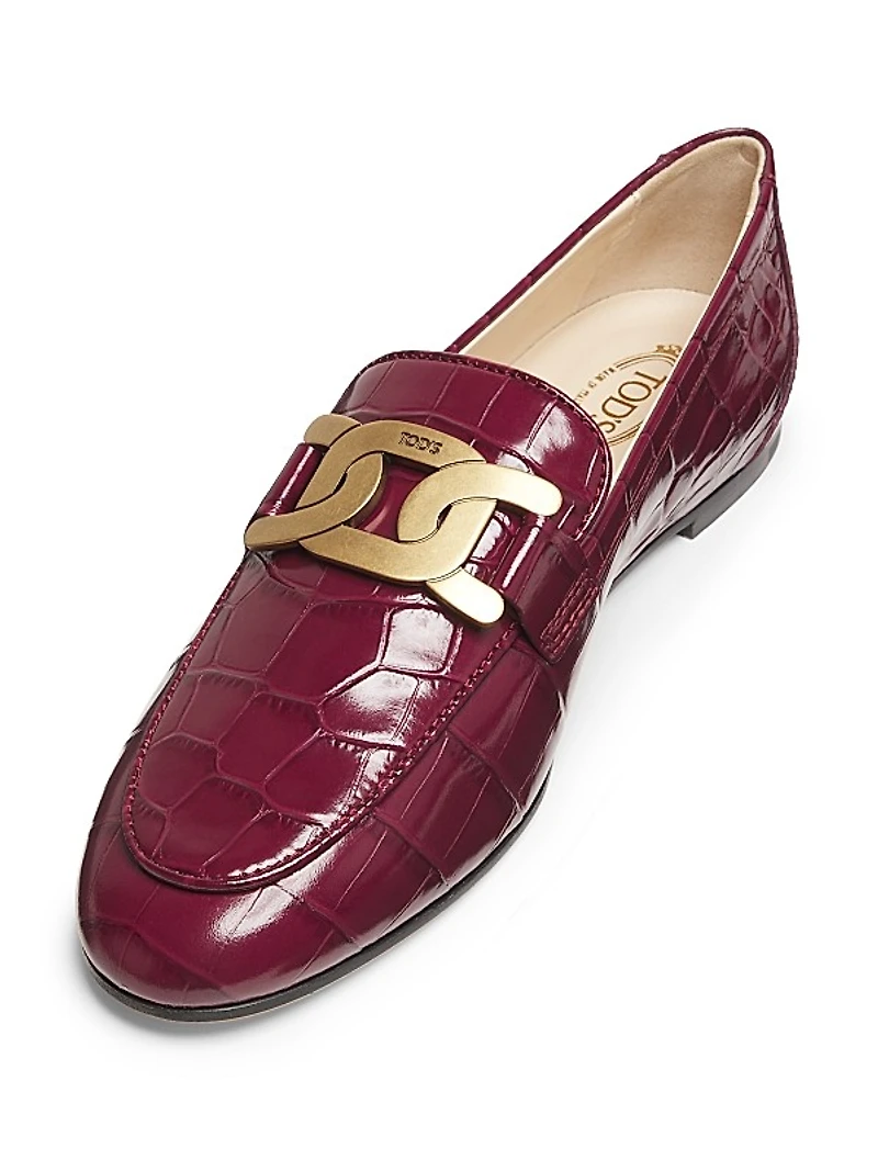 Kate Croc-Embossed Loafers