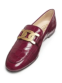 Kate Croc-Embossed Loafers