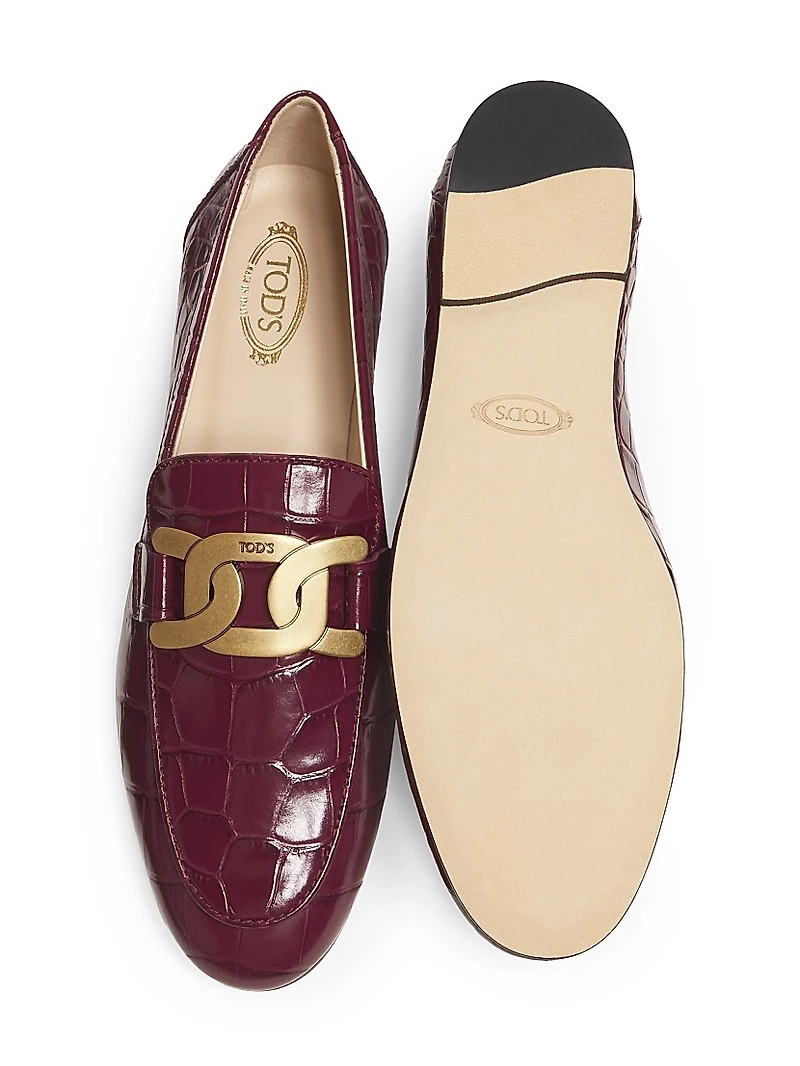 Kate Croc-Embossed Loafers