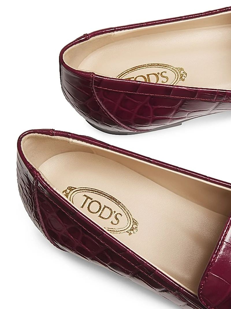 Kate Croc-Embossed Loafers