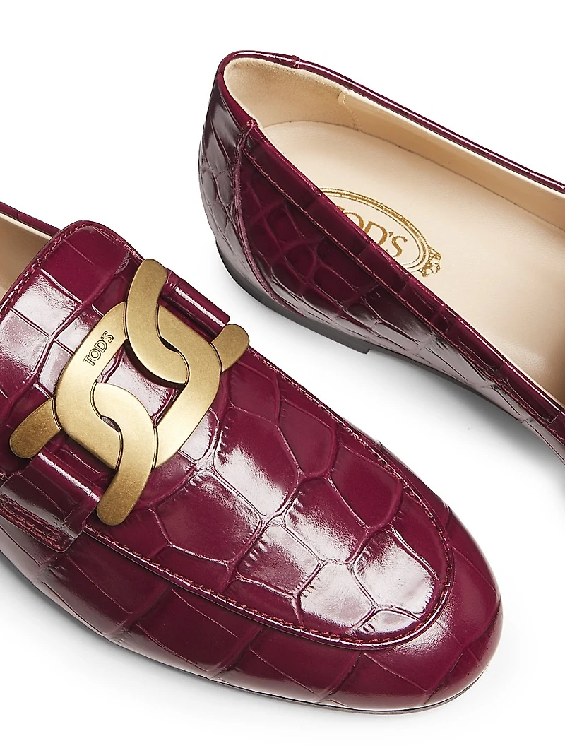 Kate Croc-Embossed Loafers
