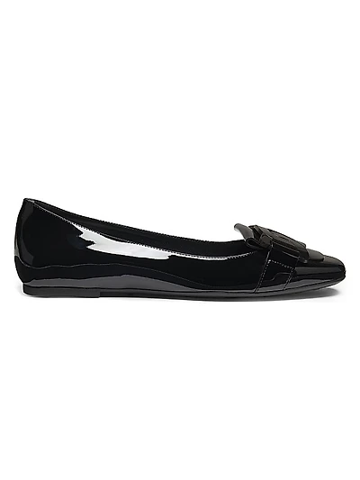 Chain-Patterned Leather Ballerina Flats