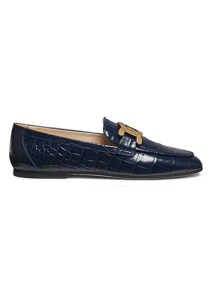 Croc-Embossed Leather Loafers