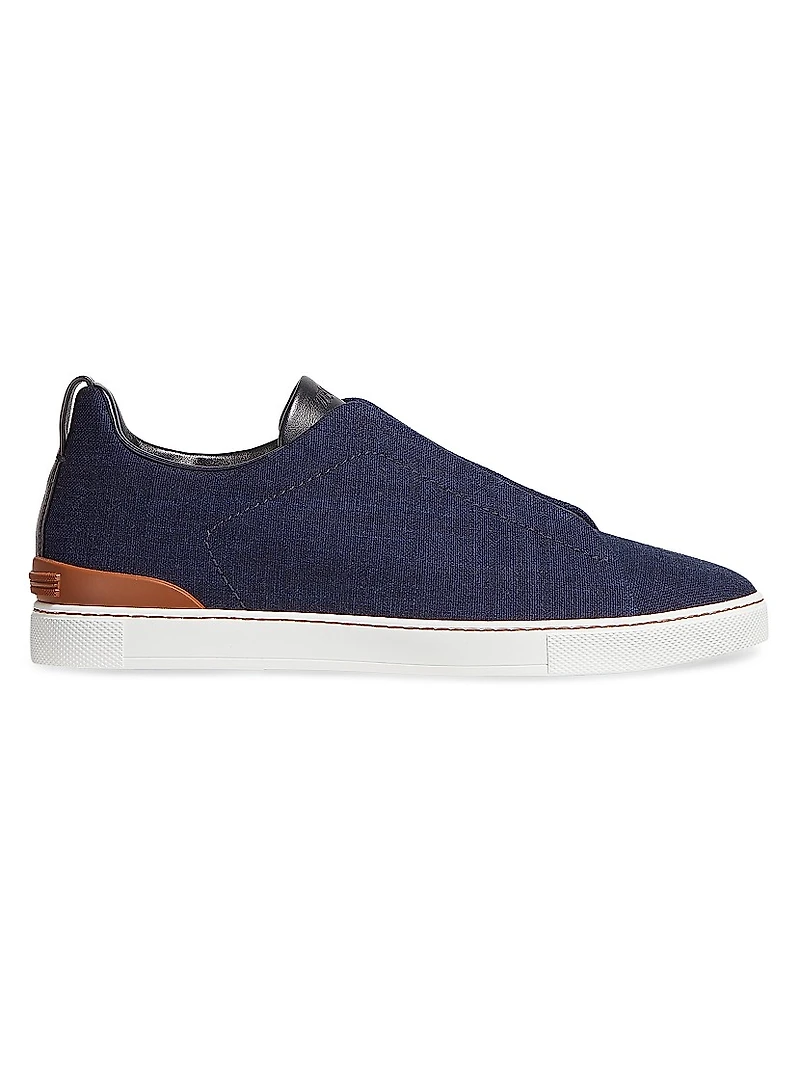 Cotton Denim Triple Stitch Sneakers