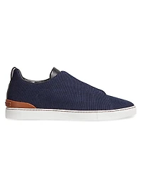 Cotton Denim Triple Stitch Sneakers