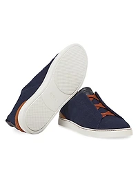 Cotton Denim Triple Stitch Sneakers