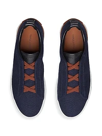 Cotton Denim Triple Stitch Sneakers