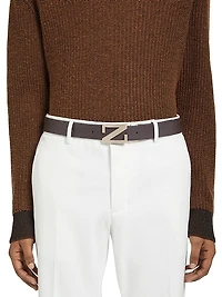 Grained Leather Reversible Belt