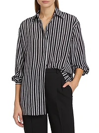 Striped Silk Boyfriend Shirt