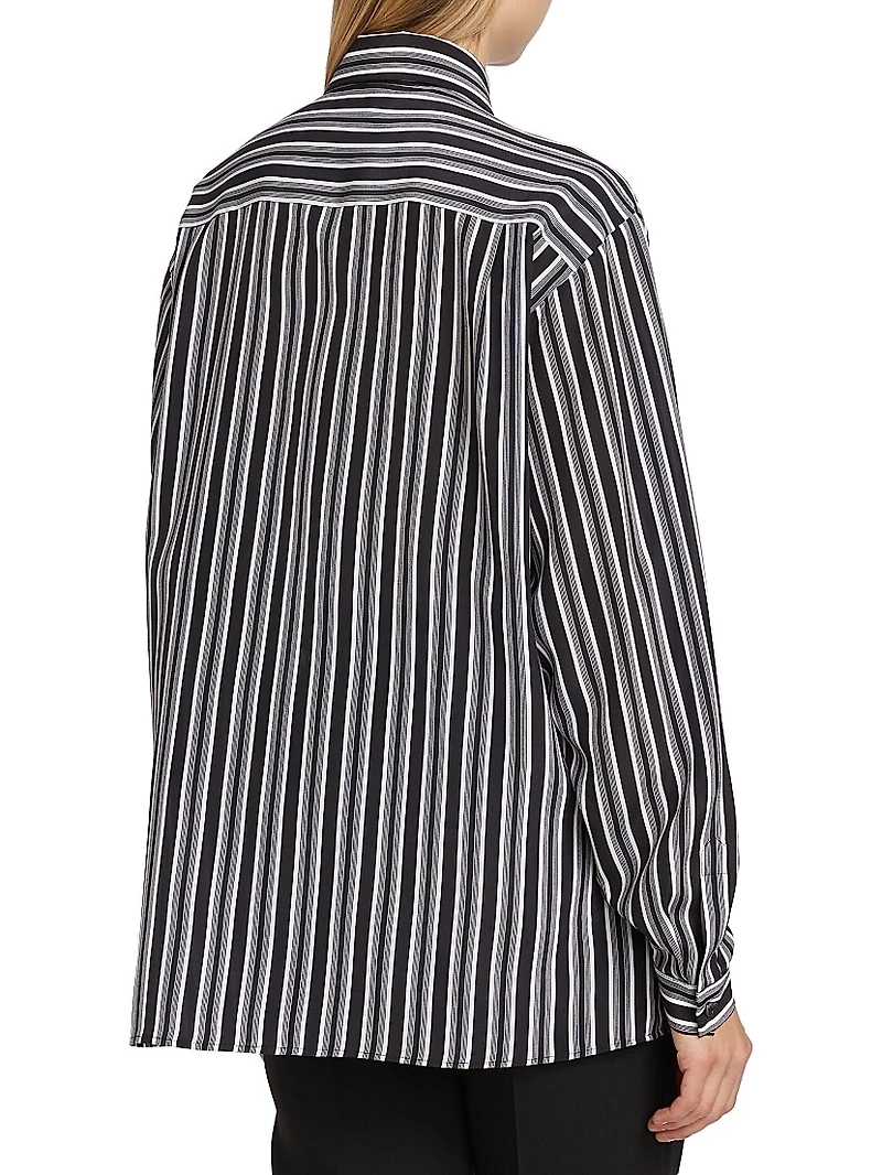 Striped Silk Boyfriend Shirt