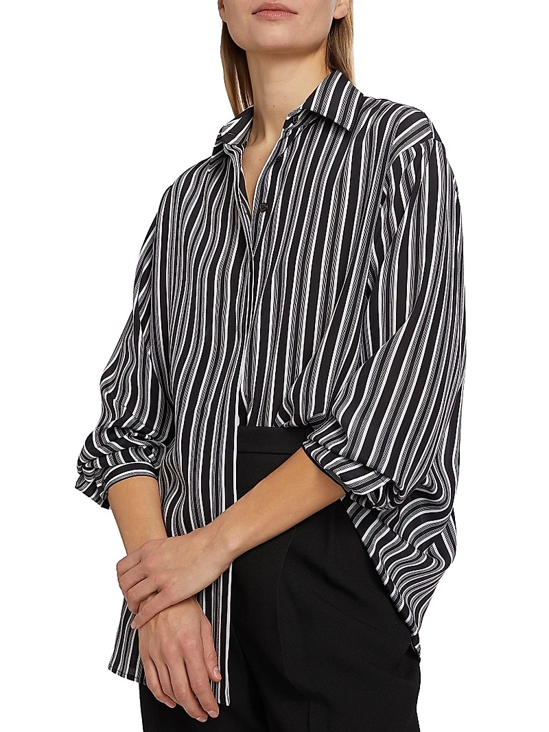 Striped Silk Boyfriend Shirt