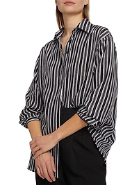 Striped Silk Boyfriend Shirt