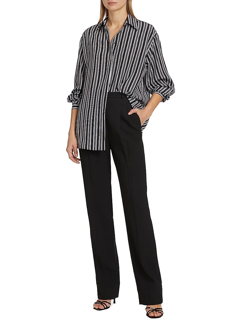 Striped Silk Boyfriend Shirt