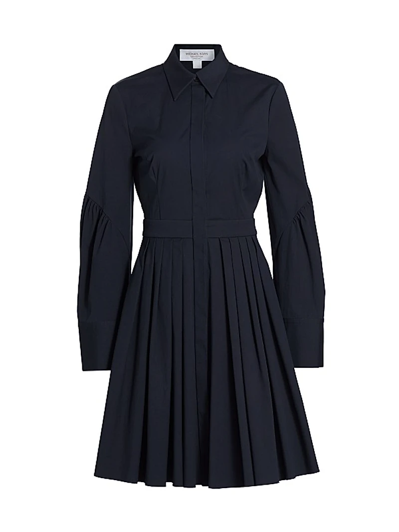 Cotton Pleated Shirtdress